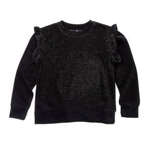 NEW DUFFIELD LANE girl's comet pullover top in black shimmer